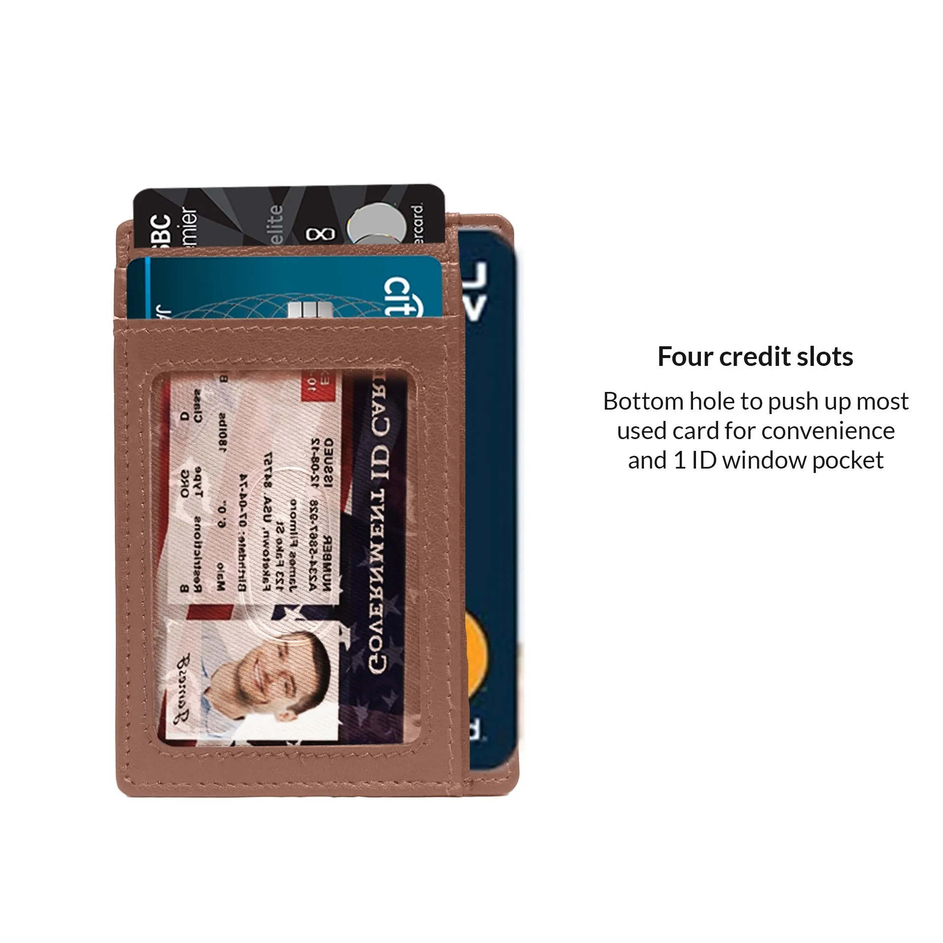 13098 Brown Leather Card Holder for Men and Women