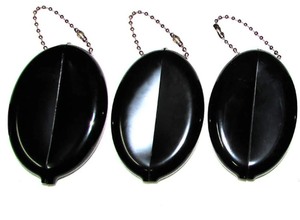3 BLACK SQUEEZE COIN HOLDERS | Great for Travel Multi-purpose | Made in USA One Size