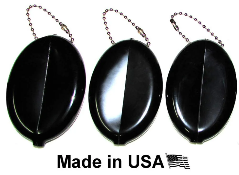 3 BLACK SQUEEZE COIN HOLDERS | Great for Travel Multi-purpose | Made in USA One Size