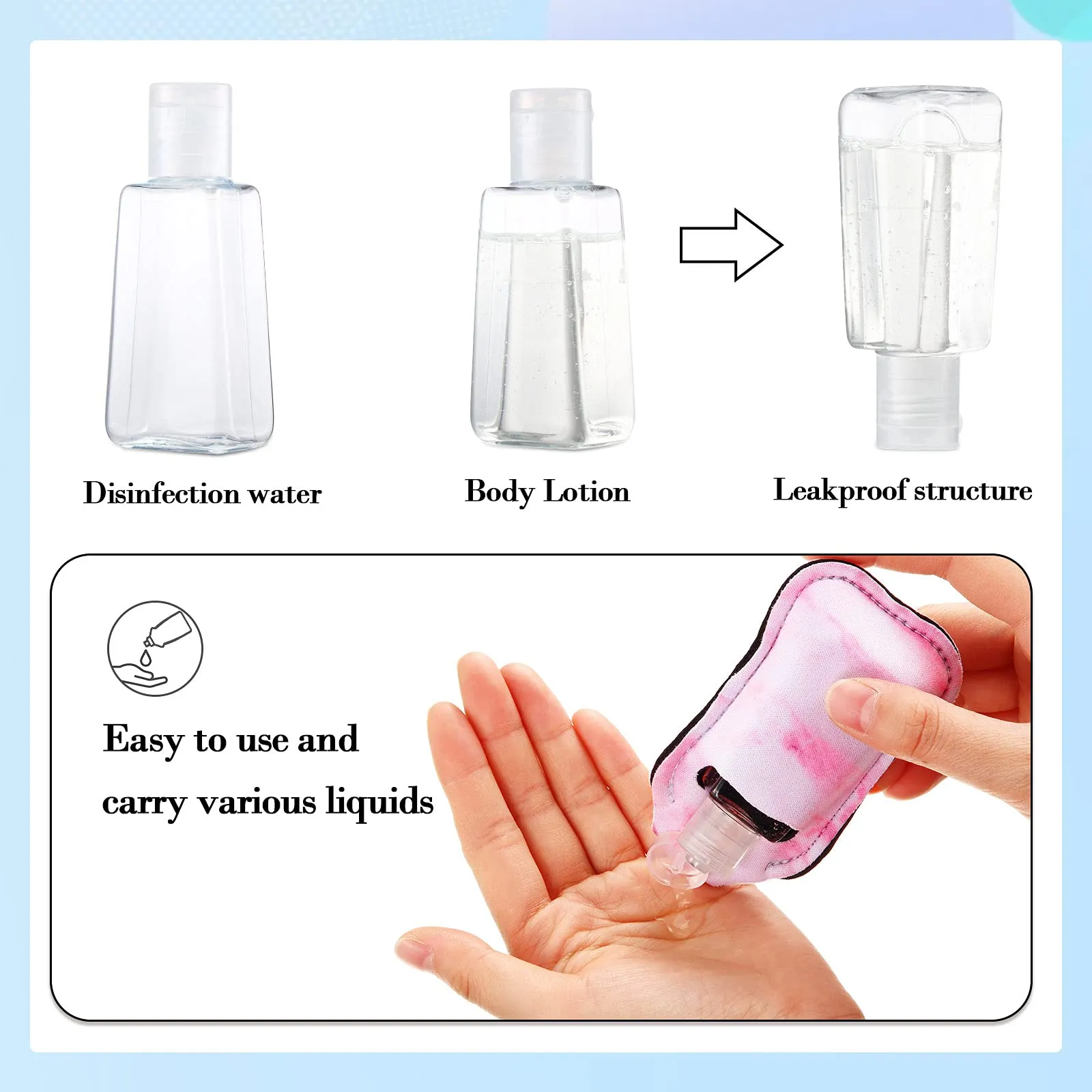 40 Pieces Marble Travel Bottle Holders Chapstick Keychain Bright Pattern