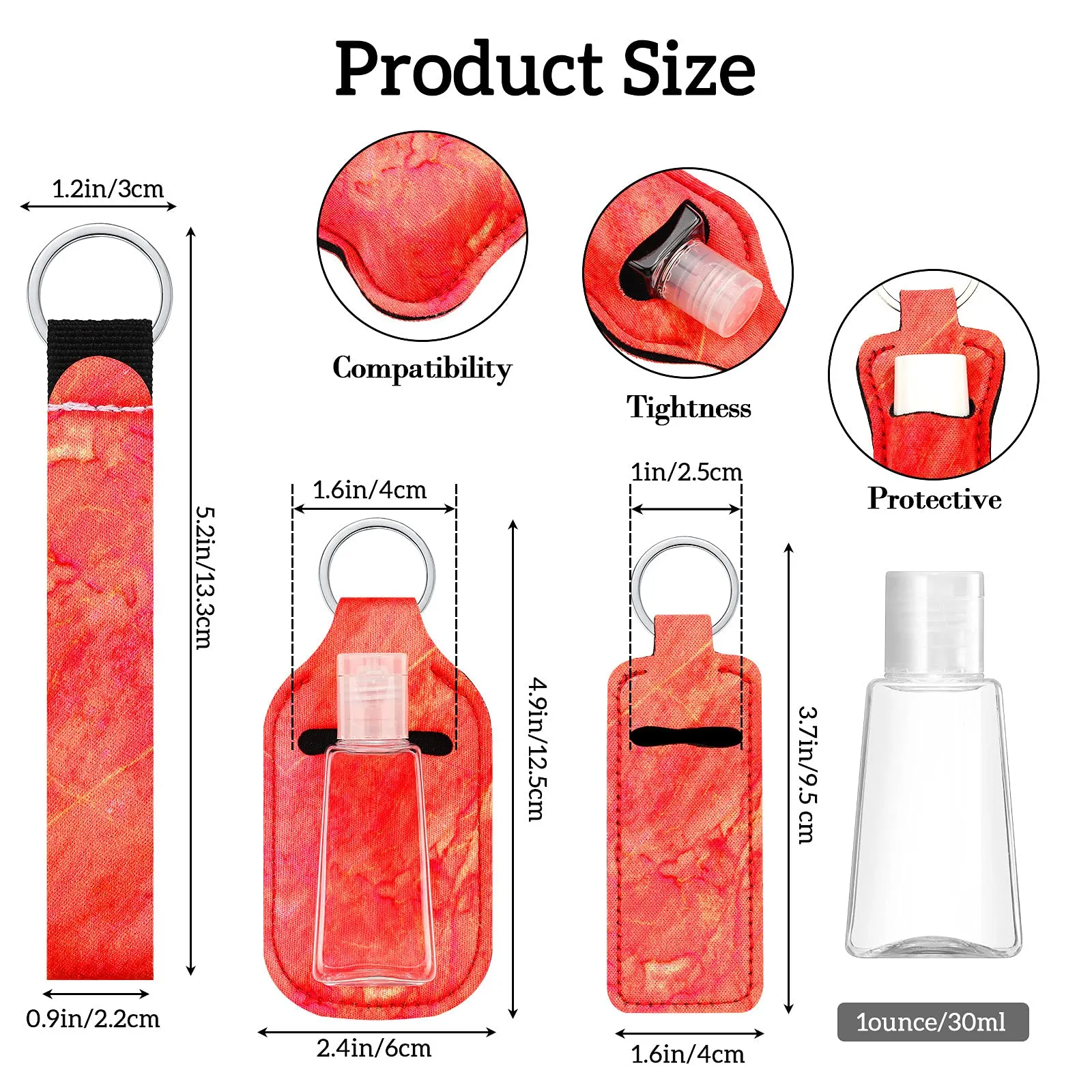 40 Pieces Marble Travel Bottle Holders Chapstick Keychain Bright Pattern