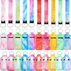 40 Pieces Marble Travel Bottle Holders Chapstick Keychain Bright Pattern