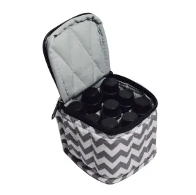 9 Bottles Essential Oil Carrying Case Shockproof Essential Oils Organizer Travel Bag Suitable for 5ml,10ml,15ml Bottles or 10ml Roller Bottles with Portable Handle and Double Zipper (Chevron Grey) Chevron Grey