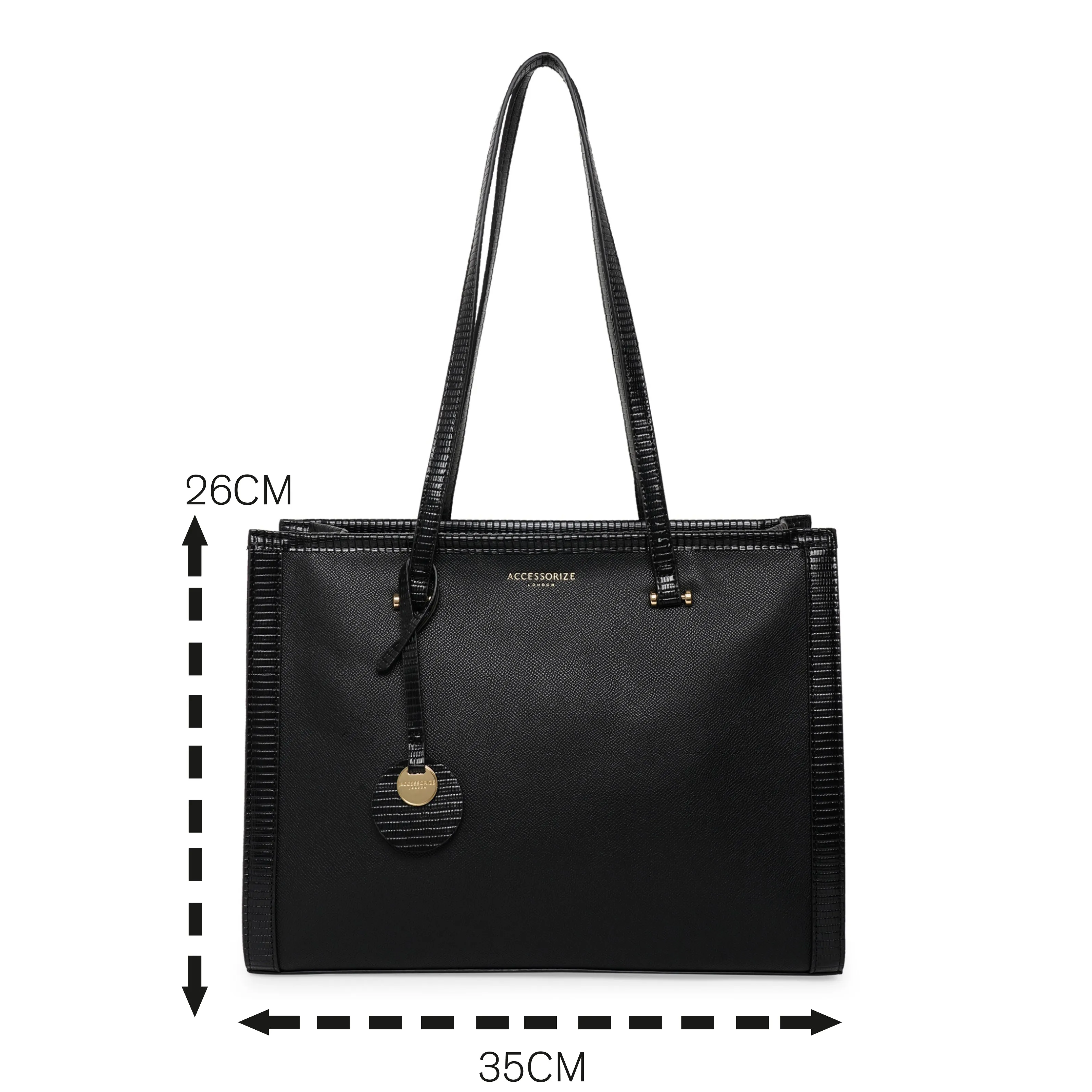 Accessorize London Women'S Faux Leather Black Rosie Book Tote Bag