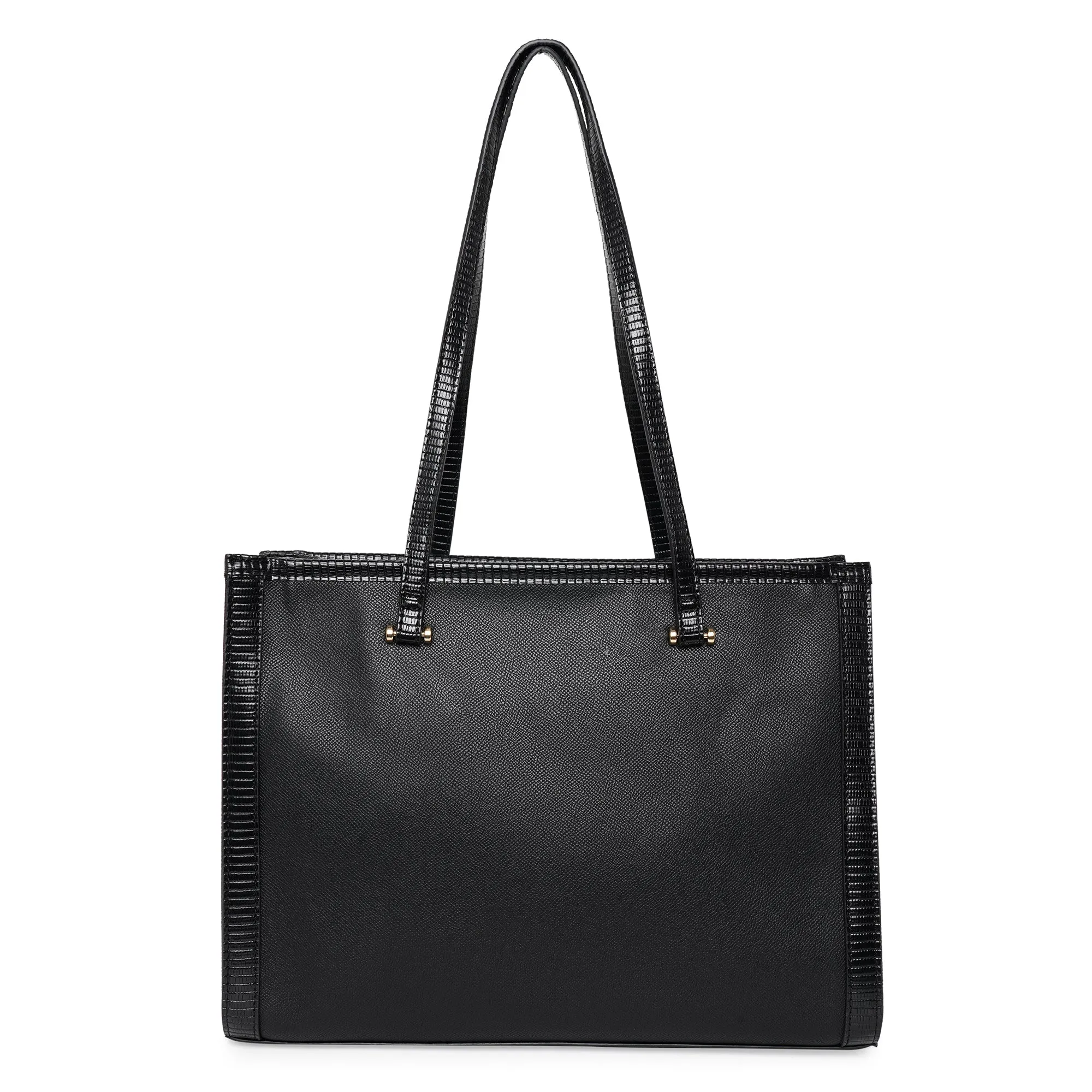 Accessorize London Women'S Faux Leather Black Rosie Book Tote Bag