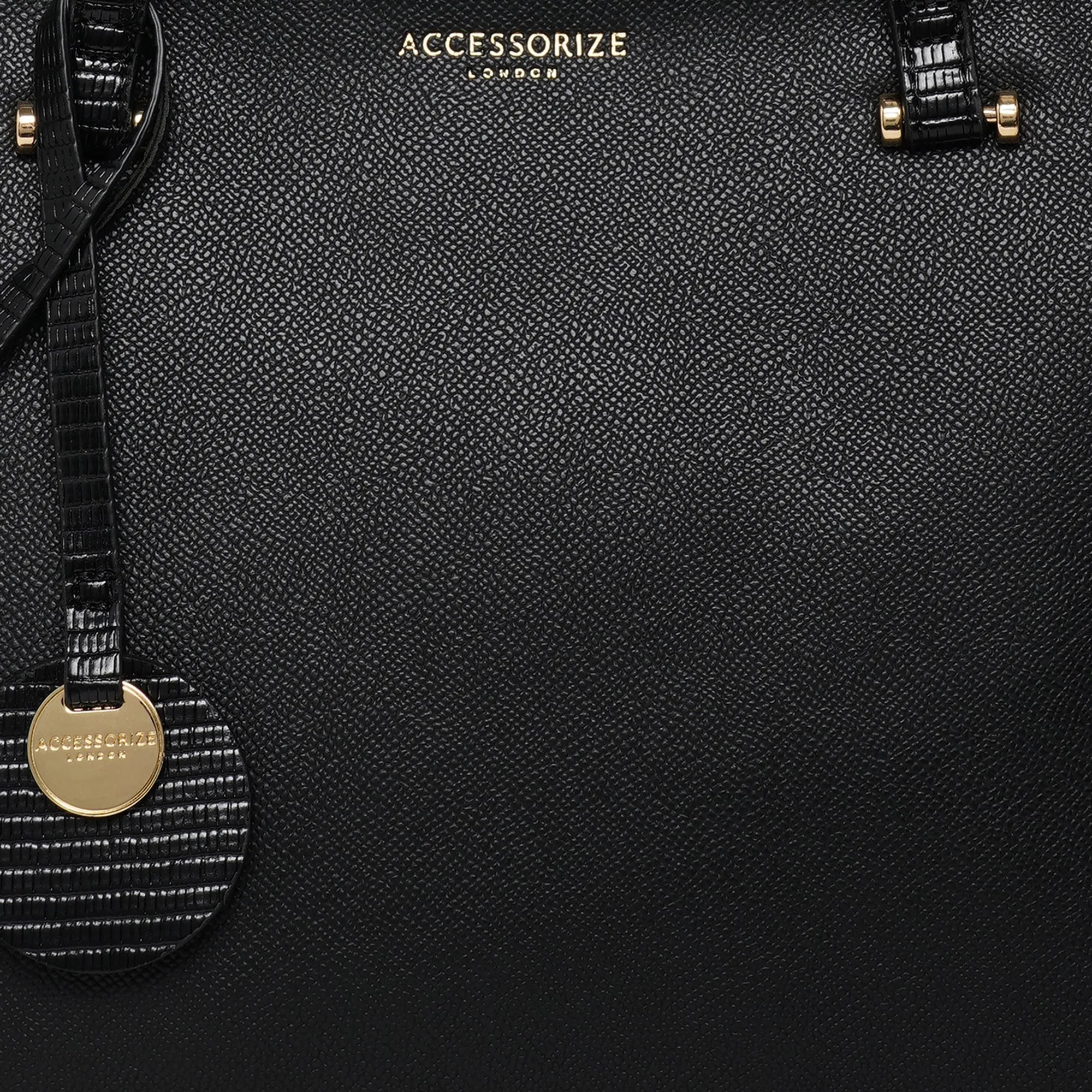 Accessorize London Women'S Faux Leather Black Rosie Book Tote Bag