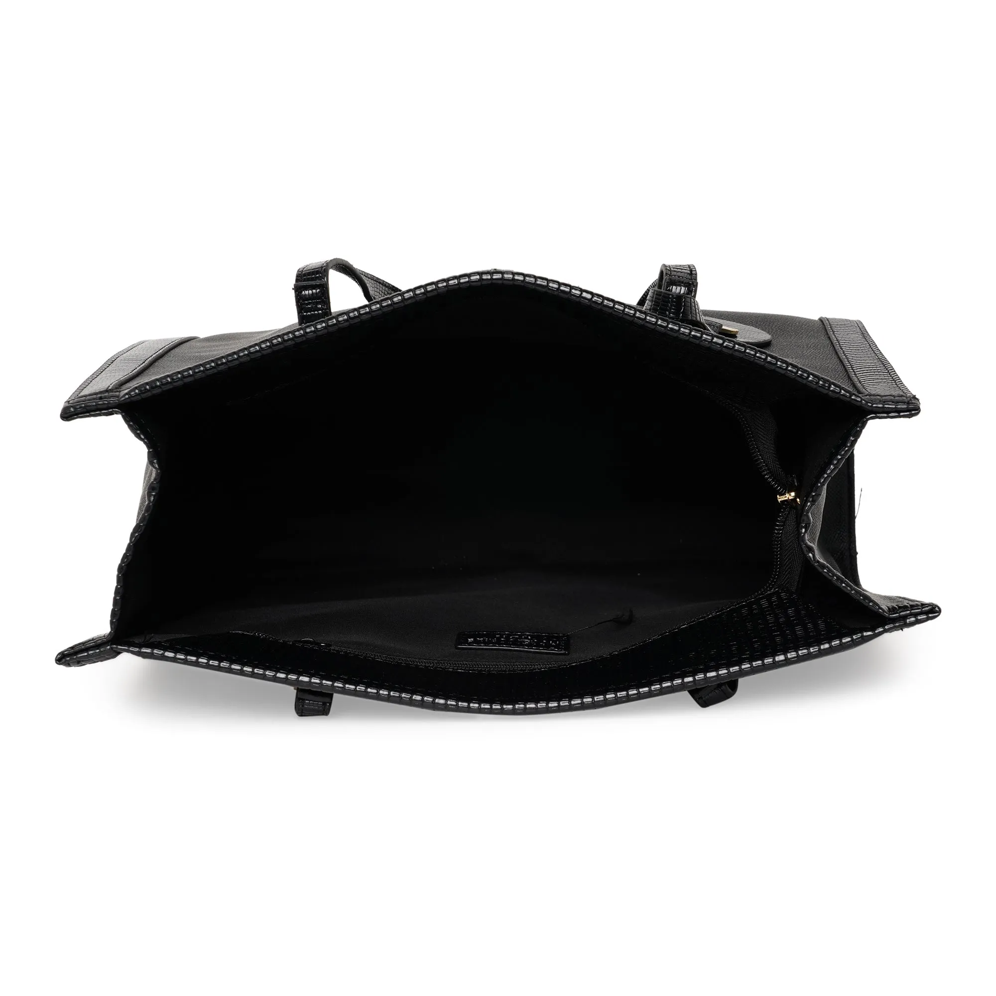 Accessorize London Women'S Faux Leather Black Rosie Book Tote Bag