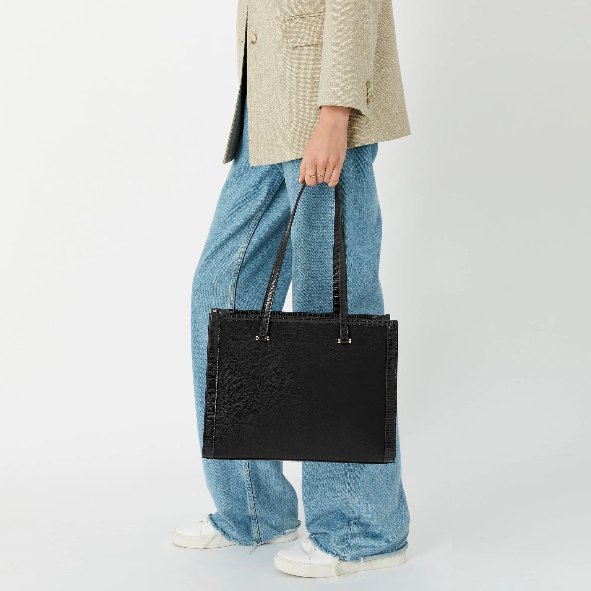 Accessorize London Women'S Faux Leather Black Rosie Book Tote Bag