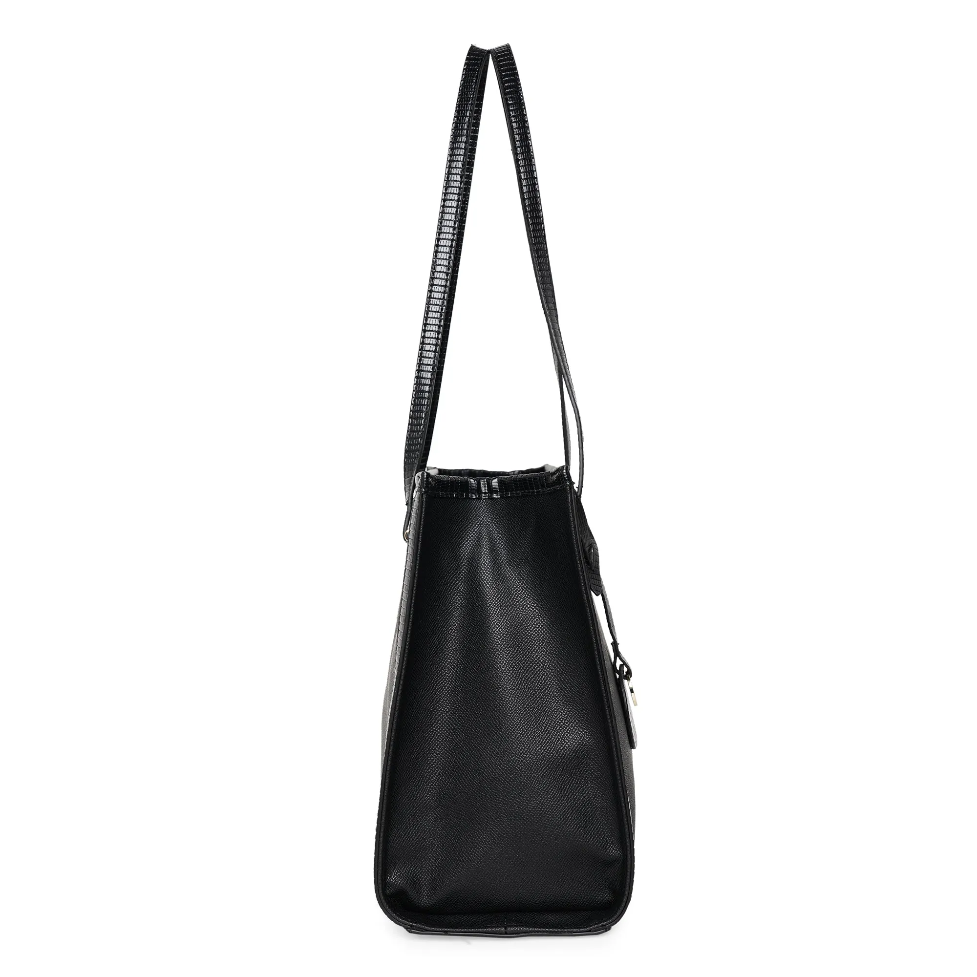 Accessorize London Women'S Faux Leather Black Rosie Book Tote Bag