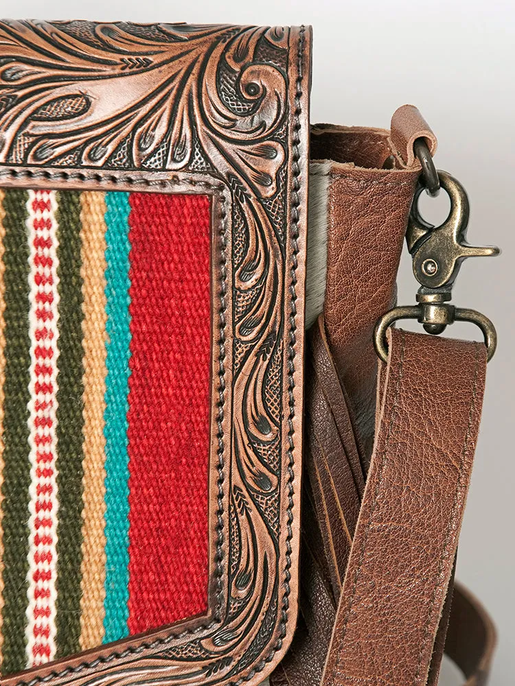 ADBG852A American Darling Hand Tooled Saddle Blanket Hair On Genuine Leather Women Bag Western Handbag Purse