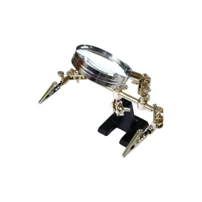 Altex Preferred MFG Adjustable Arms Helping Hands with 2.5" Magnifying Glass and Case-Iron Base - Chrome Plated