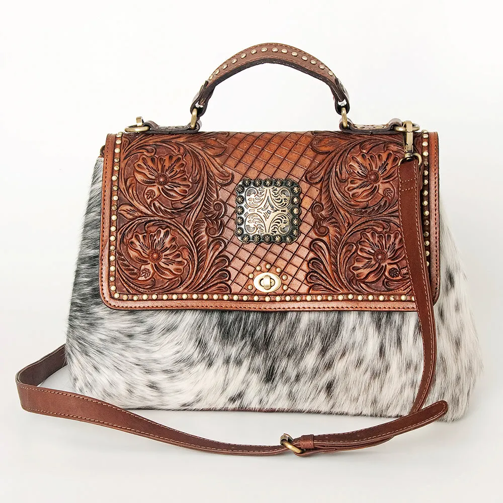 American Darling ADBGI185 Crossbody Hand Tooled Hair-On Genuine Leather Women Bag Western Handbag Purse