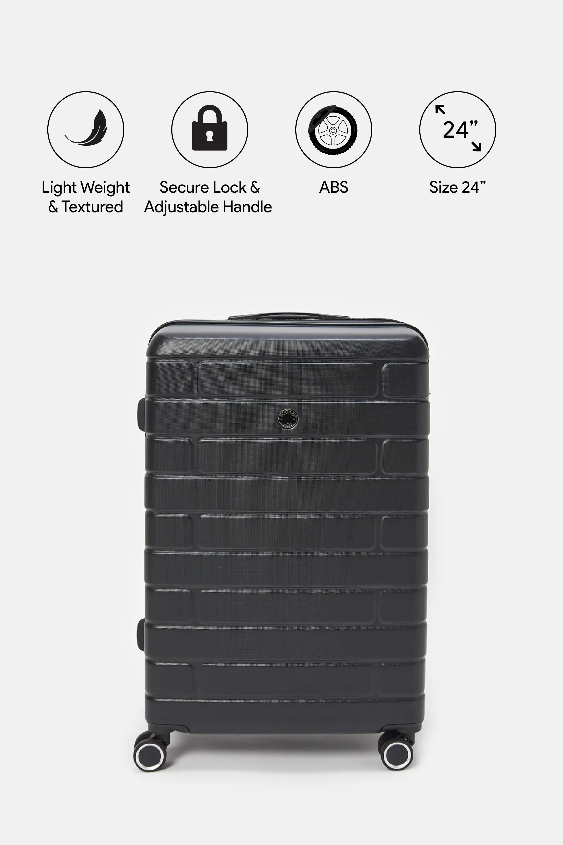 Black Expandable Trolley Luggage (24 Inch)