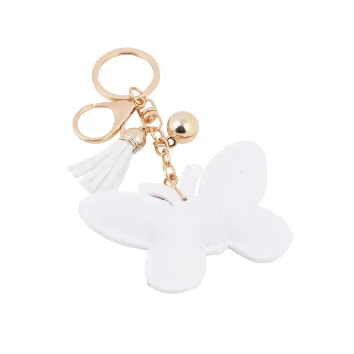 Bling Crystal Butterfly Rainbow Tassel Keychain Keyring Bag Charm