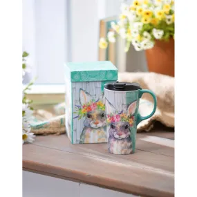 BUNNY WITH FLOWER HALO Travel Mug