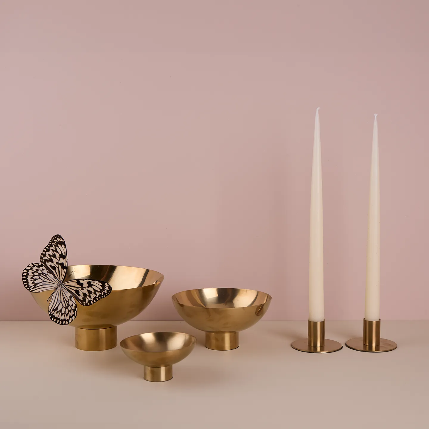 Essential Footed Bowl Decor Bundle - Brass