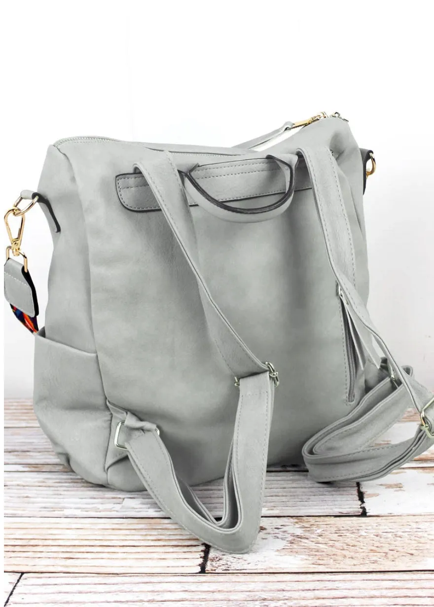 Fashionable Faux Leather Backpacks with Guitar Shoulder Straps