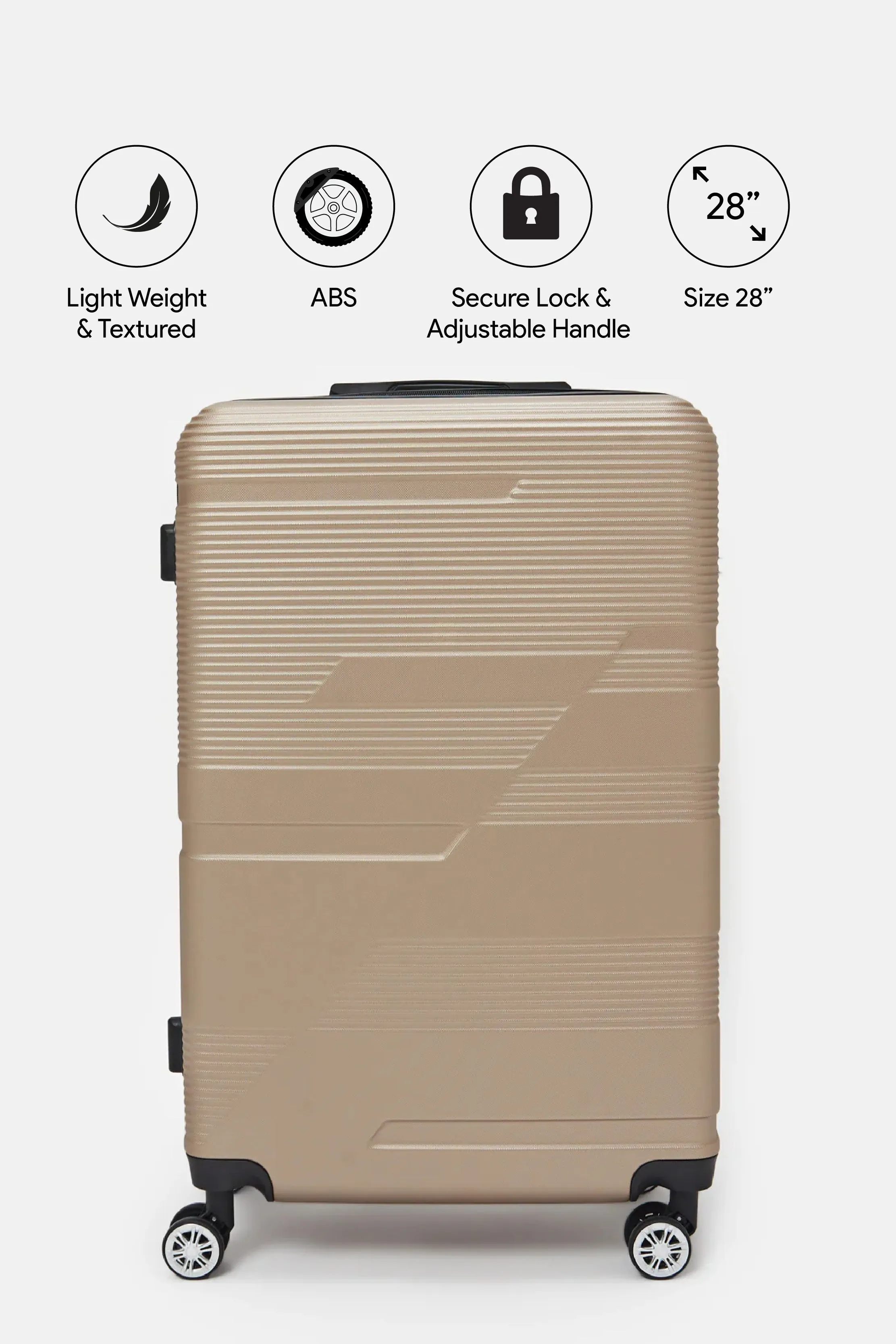 Gold Textured Abs Trolley Luggage (28 Inch)