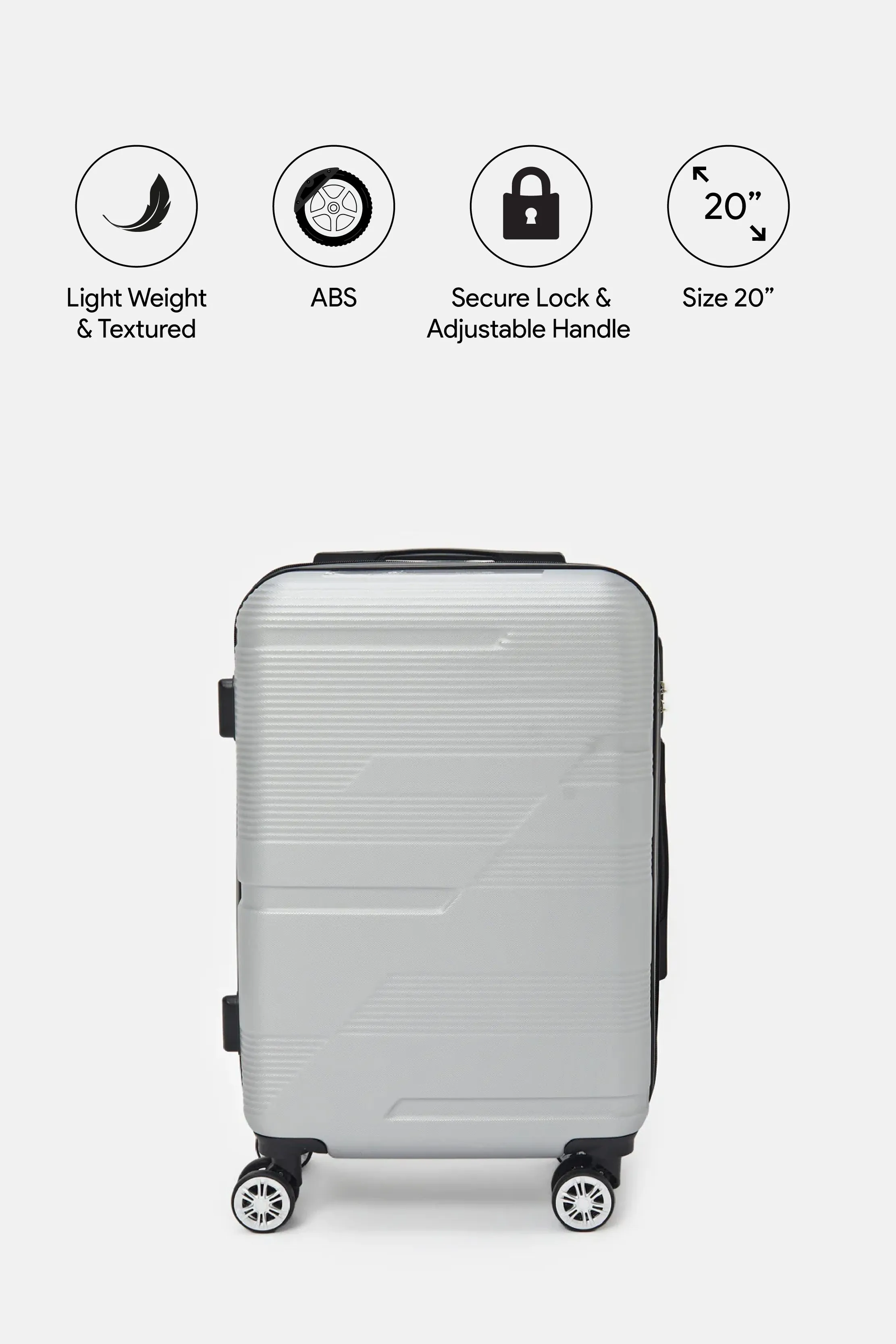 Grey Textures Abs Trolley Luggage (20 Inch)