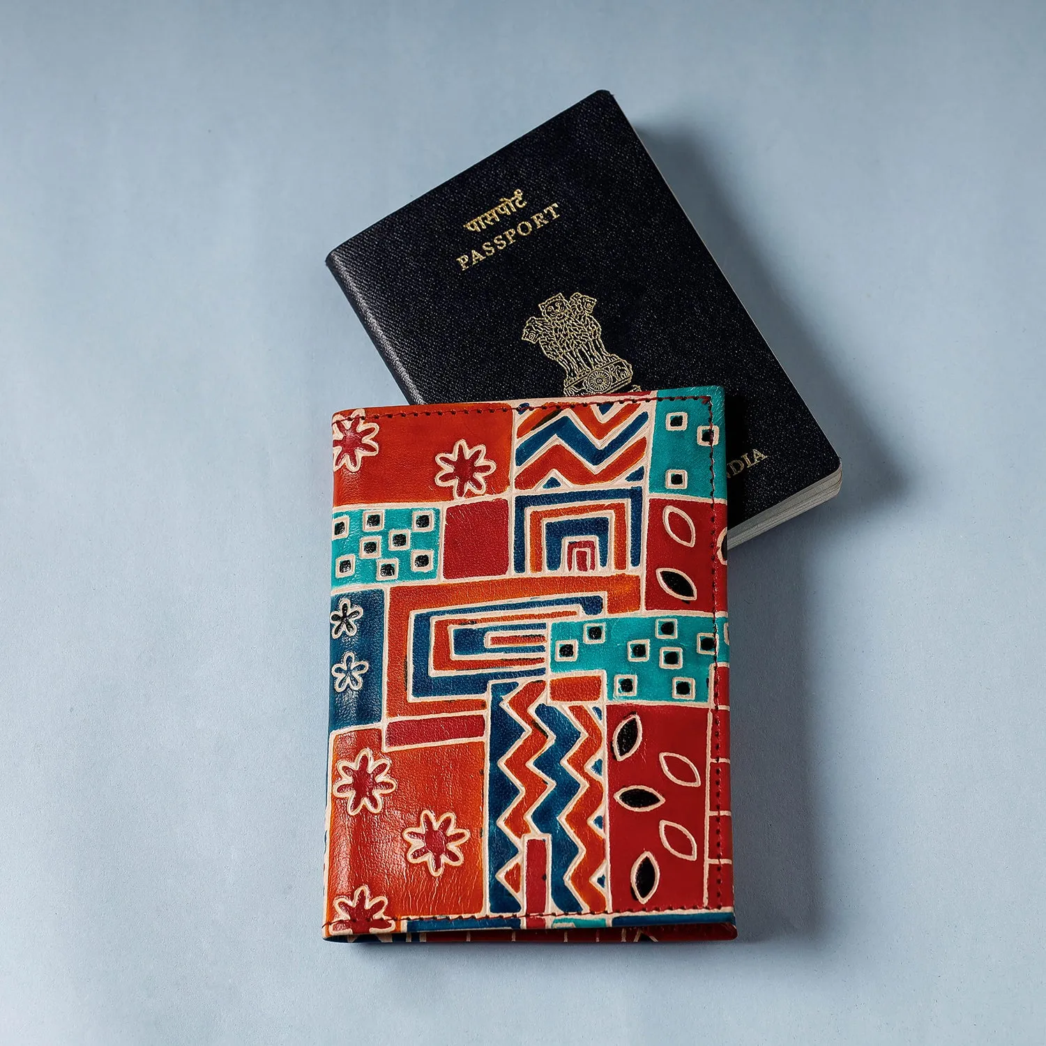 Handcrafted Embossed Leather Passport Cover