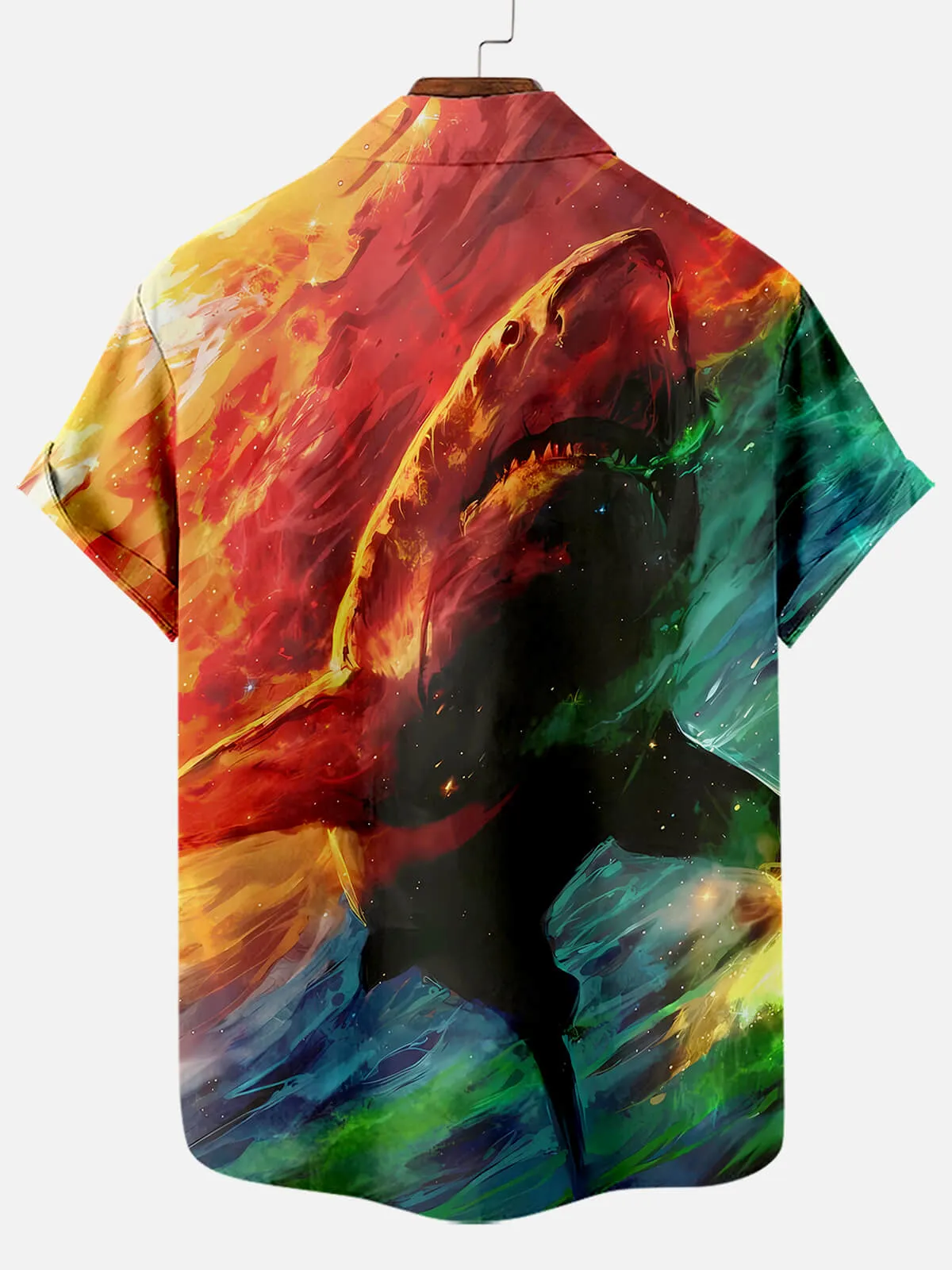 Hawaiian Shark Oil Painting Pattern Men's Short Sleeve Top