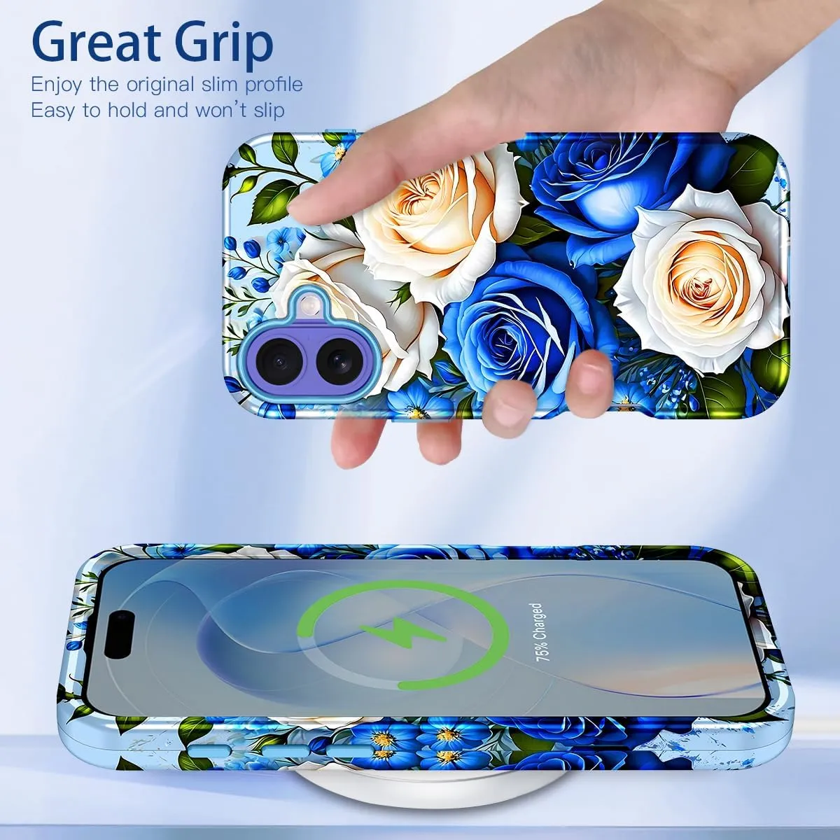 iPhone 16 Pro Case Heavy Duty Full Body Shockproof Protection 3 in 1 Hybrid Hard PC Soft Rubber Rugged Drop Protective Slim Women Phone Case