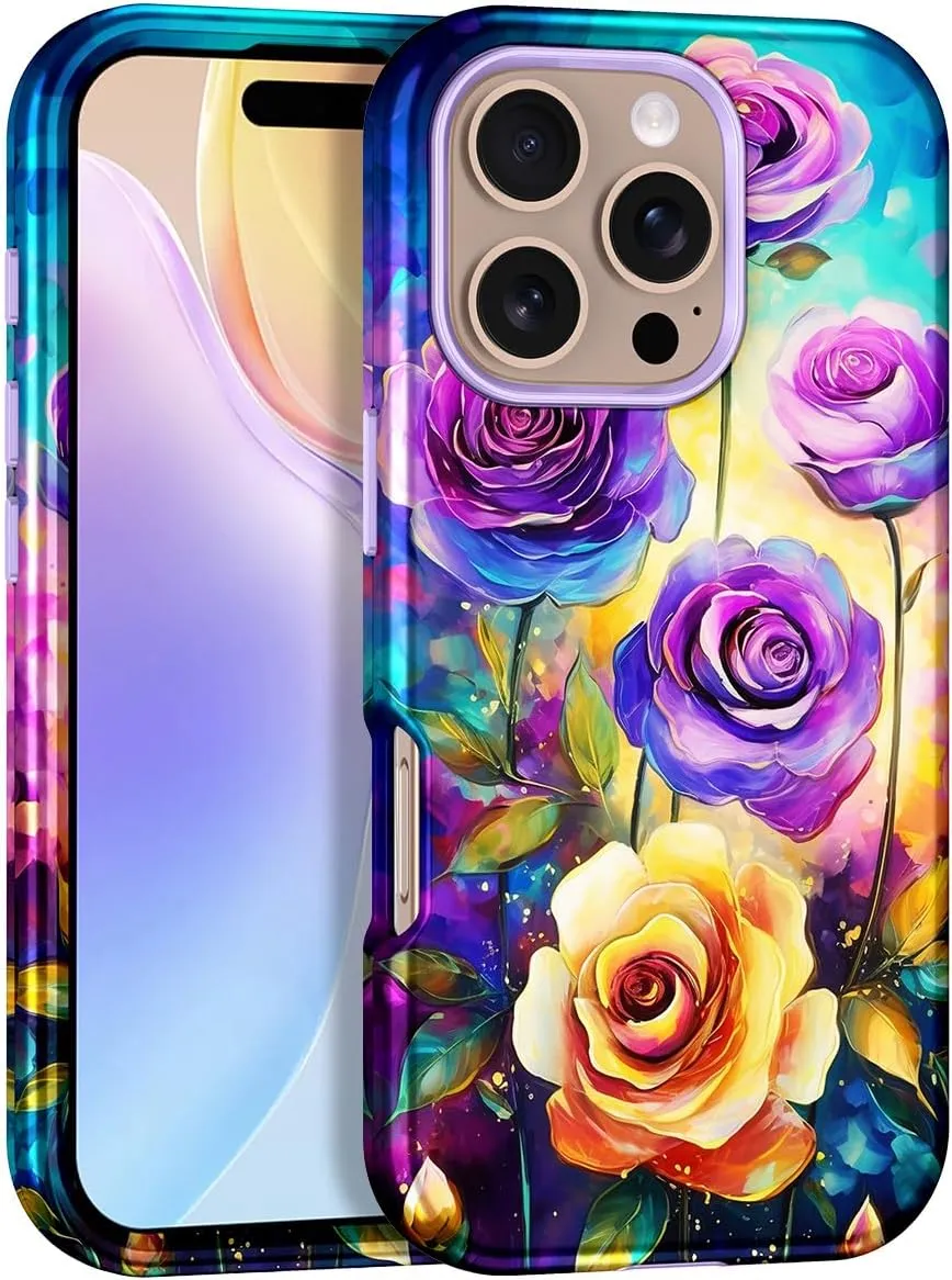 iPhone 16 Pro Case Heavy Duty Full Body Shockproof Protection 3 in 1 Hybrid Hard PC Soft Rubber Rugged Drop Protective Slim Women Phone Case