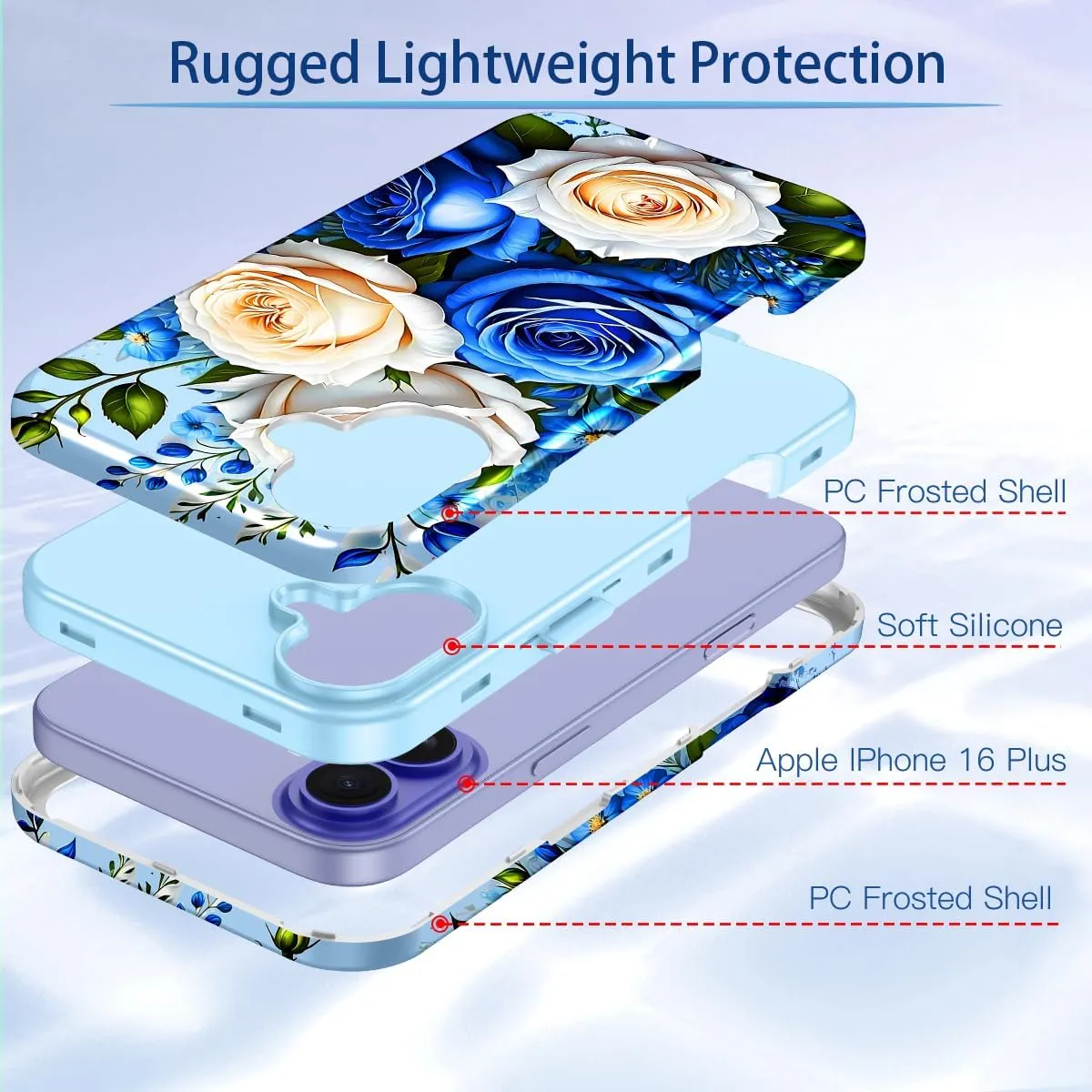 iPhone 16 Pro Case Heavy Duty Full Body Shockproof Protection 3 in 1 Hybrid Hard PC Soft Rubber Rugged Drop Protective Slim Women Phone Case