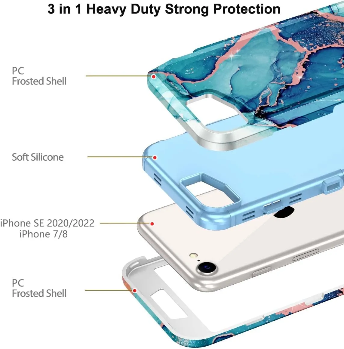 iPhone 16 Pro Case Heavy Duty Full Body Shockproof Protection 3 in 1 Hybrid Hard PC Soft Rubber Rugged Drop Protective Slim Women Phone Case