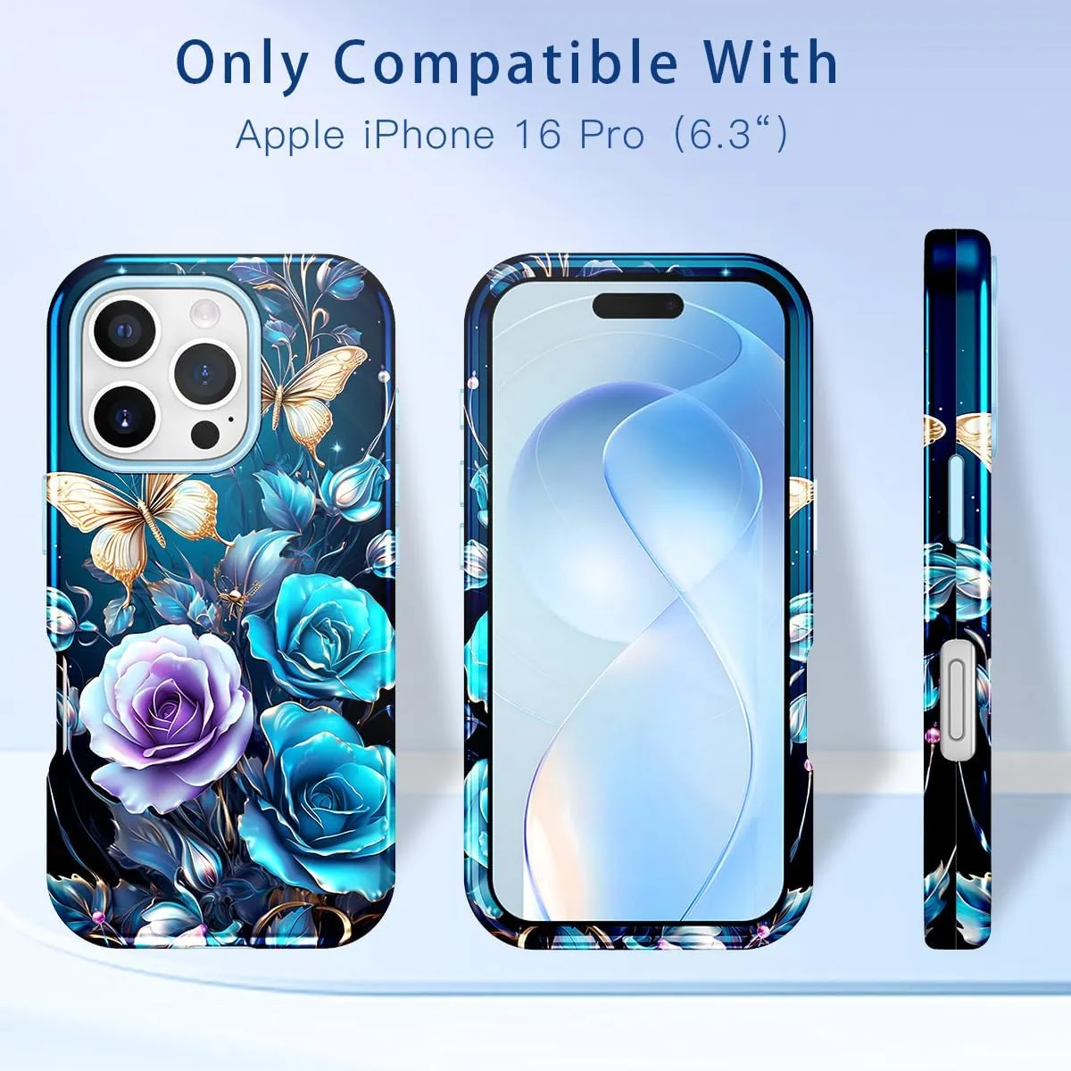 iPhone 16 Pro Case Heavy Duty Full Body Shockproof Protection 3 in 1 Hybrid Hard PC Soft Rubber Rugged Drop Protective Slim Women Phone Case