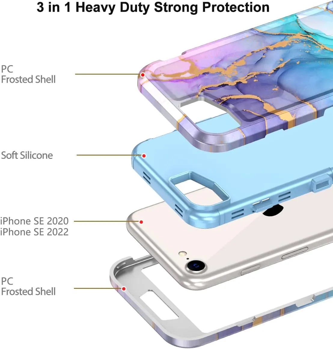 iPhone 16 Pro Case Heavy Duty Full Body Shockproof Protection 3 in 1 Hybrid Hard PC Soft Rubber Rugged Drop Protective Slim Women Phone Case
