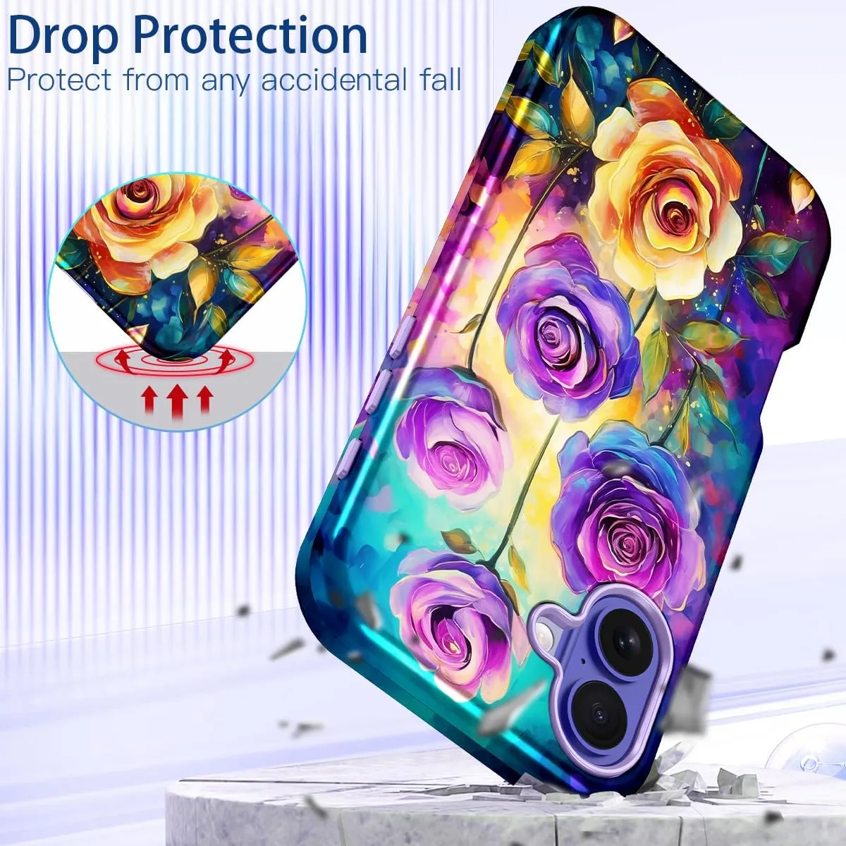 iPhone 16 Pro Case Heavy Duty Full Body Shockproof Protection 3 in 1 Hybrid Hard PC Soft Rubber Rugged Drop Protective Slim Women Phone Case