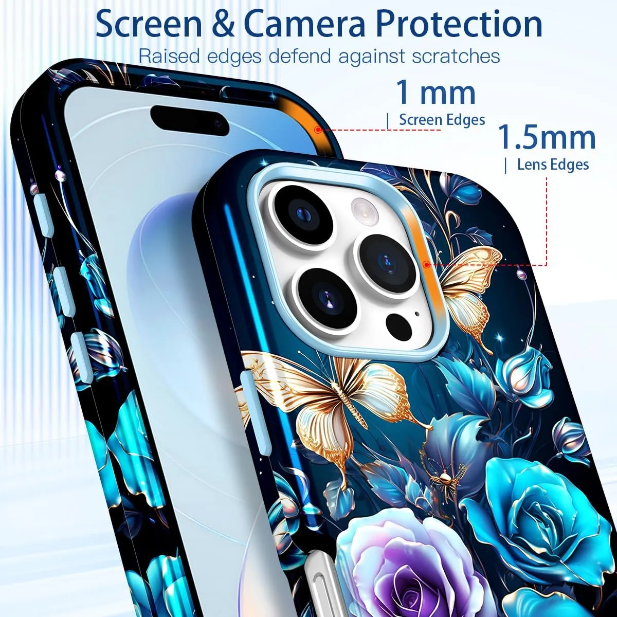 iPhone 16 Pro Case Heavy Duty Full Body Shockproof Protection 3 in 1 Hybrid Hard PC Soft Rubber Rugged Drop Protective Slim Women Phone Case