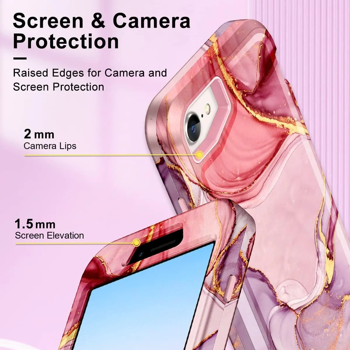 iPhone 16 Pro Case Heavy Duty Full Body Shockproof Protection 3 in 1 Hybrid Hard PC Soft Rubber Rugged Drop Protective Slim Women Phone Case