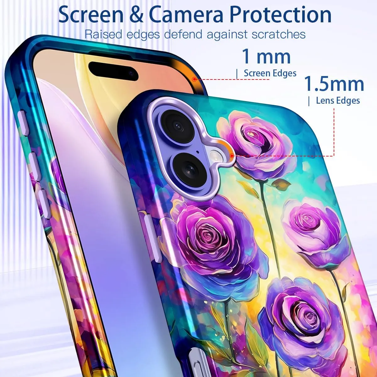 iPhone 16 Pro Case Heavy Duty Full Body Shockproof Protection 3 in 1 Hybrid Hard PC Soft Rubber Rugged Drop Protective Slim Women Phone Case