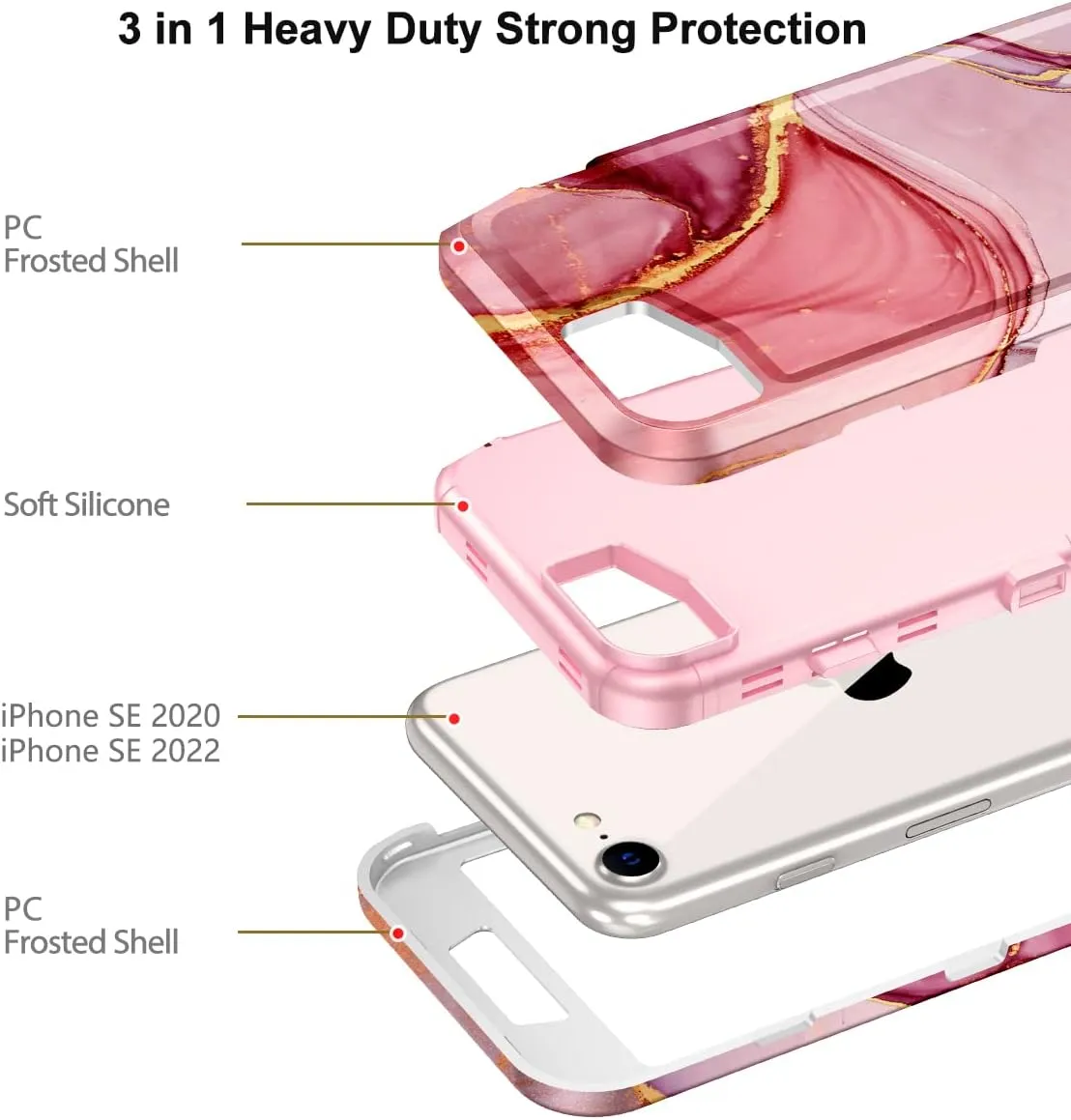 iPhone 16 Pro Case Heavy Duty Full Body Shockproof Protection 3 in 1 Hybrid Hard PC Soft Rubber Rugged Drop Protective Slim Women Phone Case