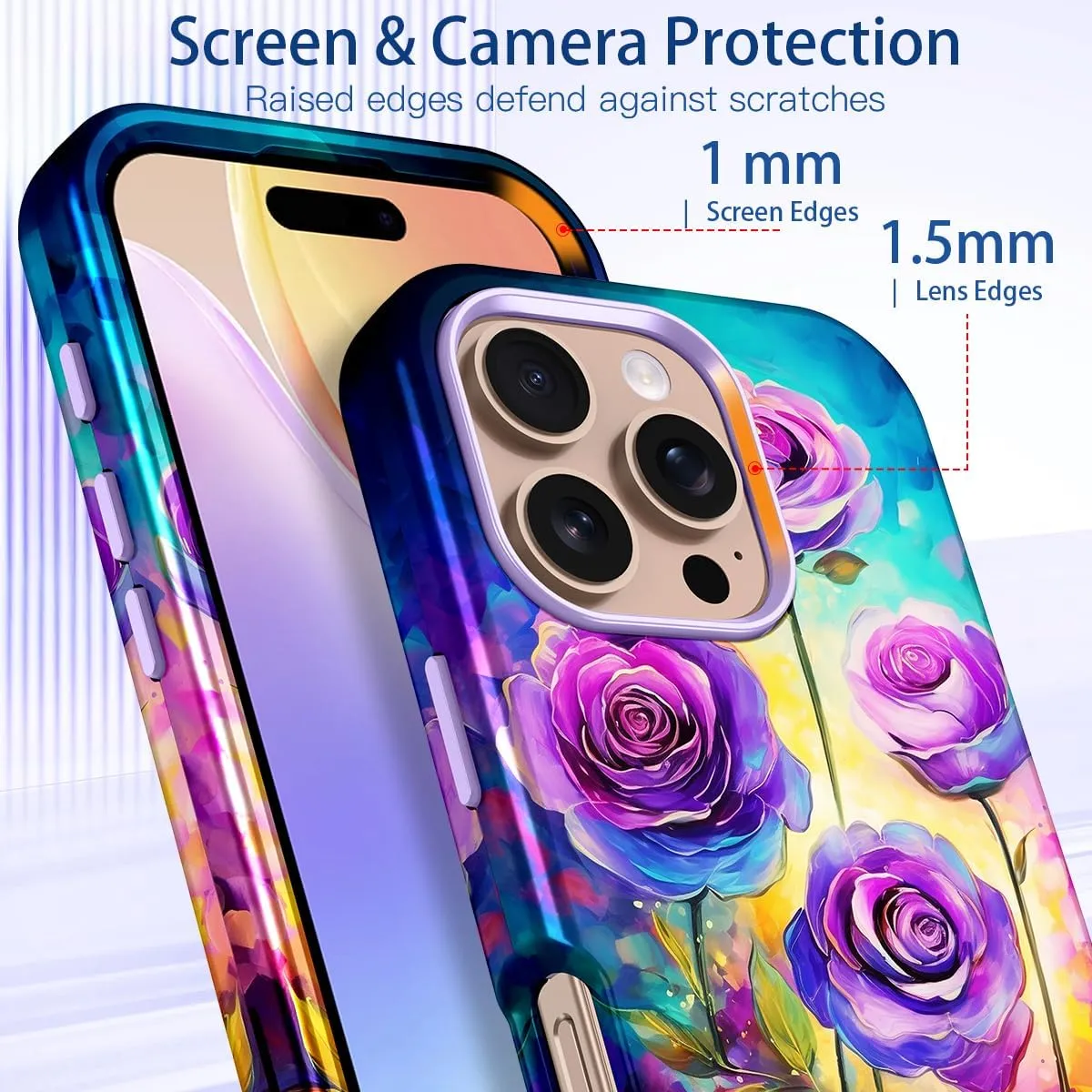 iPhone 16 Pro Case Heavy Duty Full Body Shockproof Protection 3 in 1 Hybrid Hard PC Soft Rubber Rugged Drop Protective Slim Women Phone Case