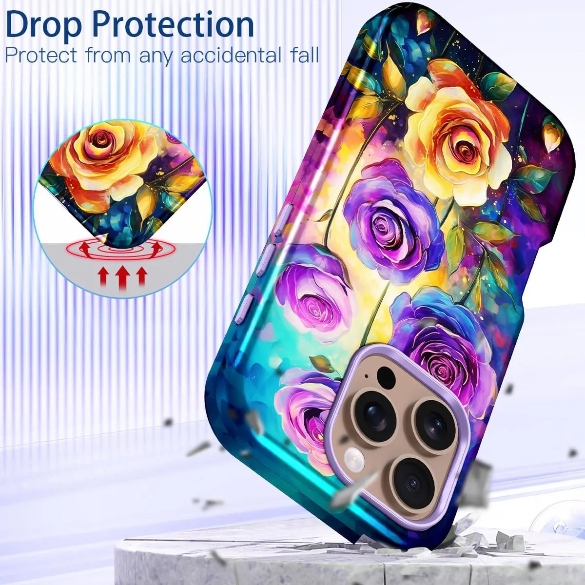iPhone 16 Pro Case Heavy Duty Full Body Shockproof Protection 3 in 1 Hybrid Hard PC Soft Rubber Rugged Drop Protective Slim Women Phone Case