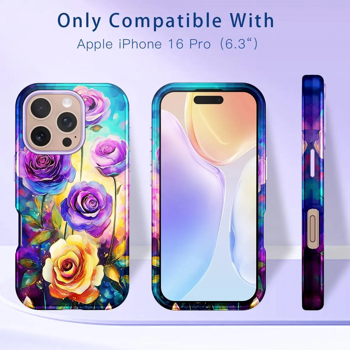 iPhone 16 Pro Case Heavy Duty Full Body Shockproof Protection 3 in 1 Hybrid Hard PC Soft Rubber Rugged Drop Protective Slim Women Phone Case