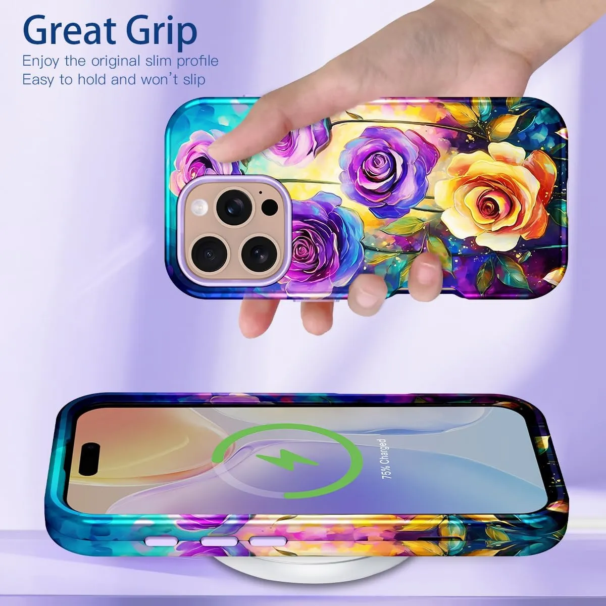 iPhone 16 Pro Case Heavy Duty Full Body Shockproof Protection 3 in 1 Hybrid Hard PC Soft Rubber Rugged Drop Protective Slim Women Phone Case