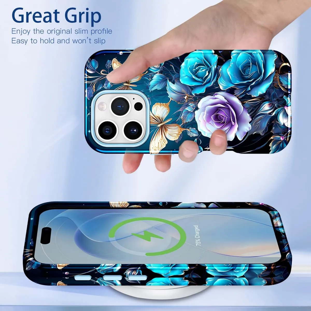 iPhone 16 Pro Case Heavy Duty Full Body Shockproof Protection 3 in 1 Hybrid Hard PC Soft Rubber Rugged Drop Protective Slim Women Phone Case