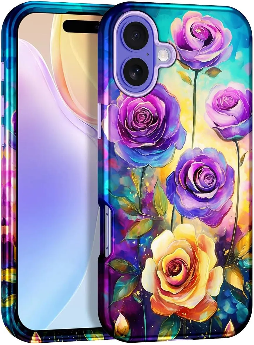 iPhone 16 Pro Case Heavy Duty Full Body Shockproof Protection 3 in 1 Hybrid Hard PC Soft Rubber Rugged Drop Protective Slim Women Phone Case