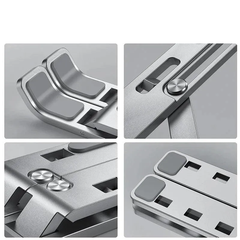 Laptop Stand, Adjustable Height, Durable Aluminum, Anti-Slip, Portable, Enhanced Airflow, Perfect for Various Workspaces