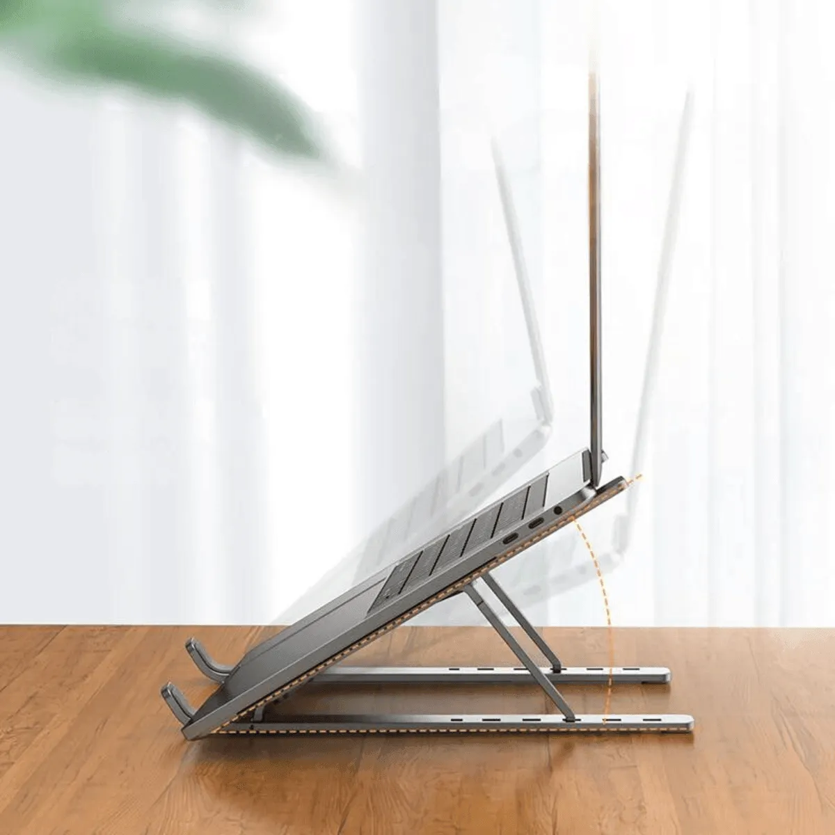 Laptop Stand, Adjustable Height, Durable Aluminum, Anti-Slip, Portable, Enhanced Airflow, Perfect for Various Workspaces