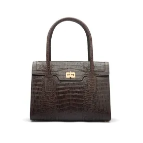 Large Leather Morgan Bag - Brown Croc