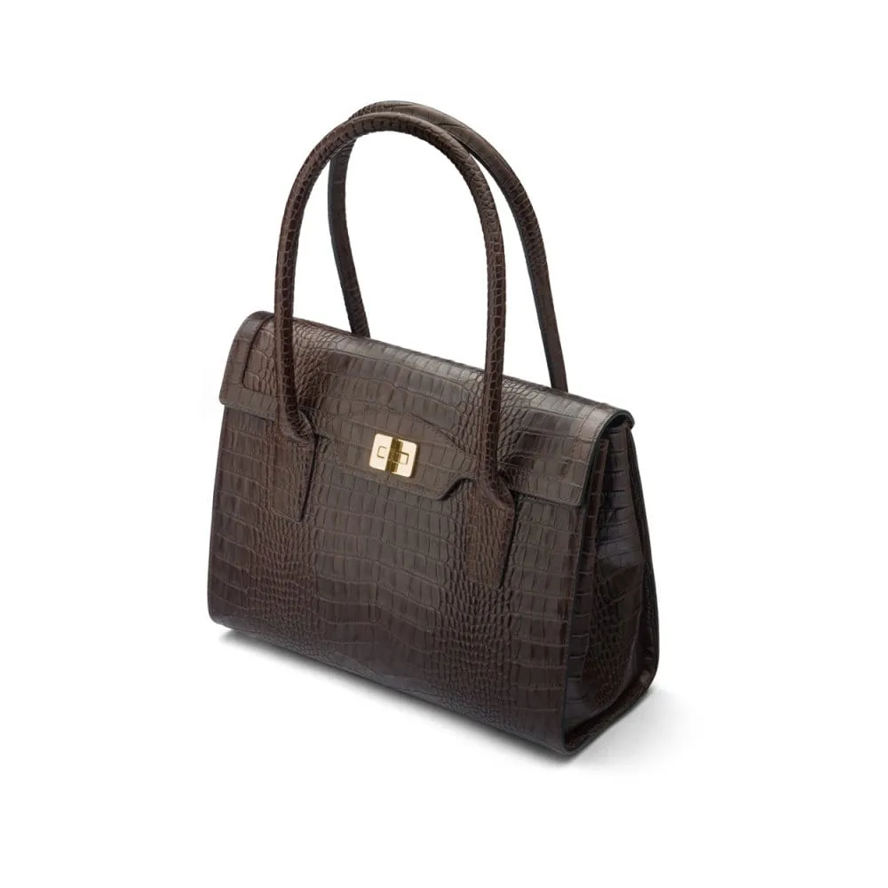 Large Leather Morgan Bag - Brown Croc