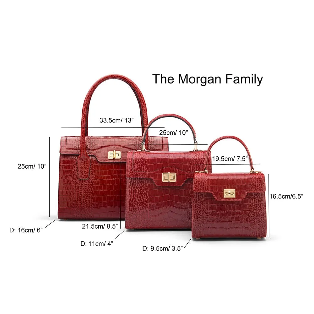 Large Leather Morgan Bag - Brown Croc