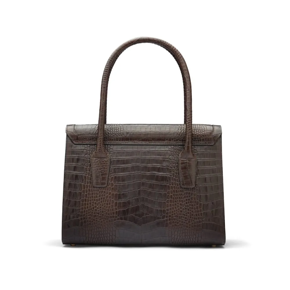 Large Leather Morgan Bag - Brown Croc