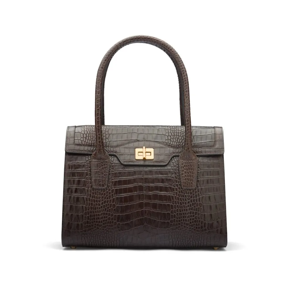 Large Leather Morgan Bag - Brown Croc