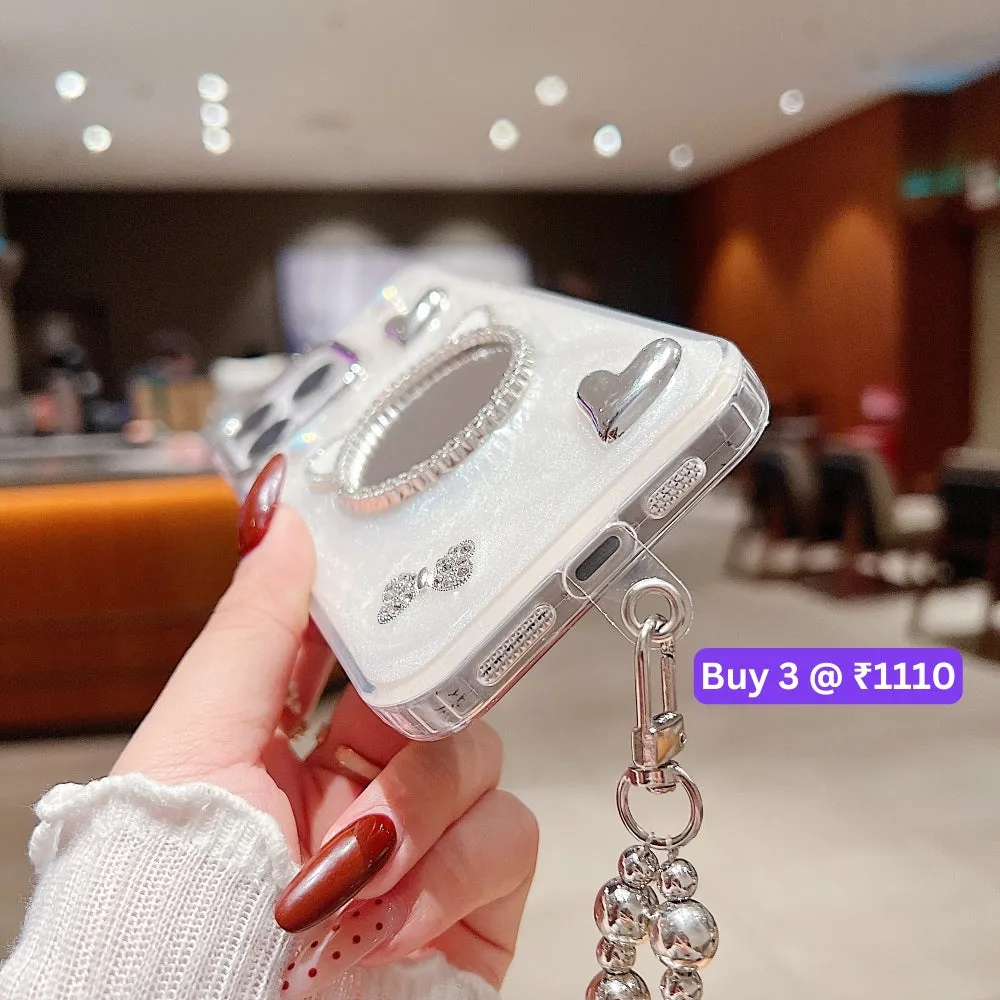 Mirror Rubber Gel TPU (Soft) Phone Case with Bracelet - iPhone 14 Plus